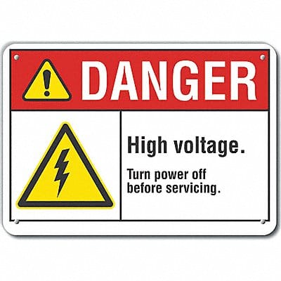Rflct High Voltage Danger Sign 7x10in Rflct High Voltage Danger Sign 7x10in