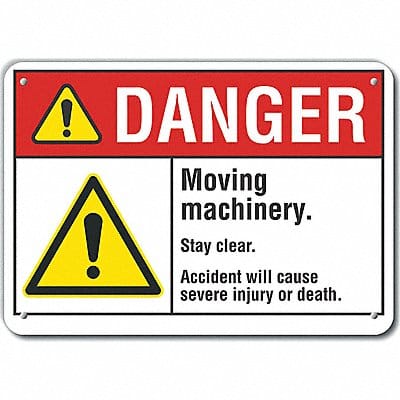 Rflct Moving Mach. Danger Sign 7x10in
