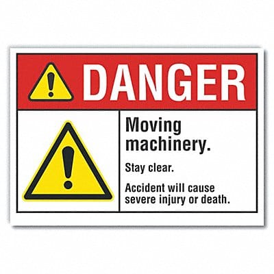 Moving Machinery Danger RflctLbl 7x10in