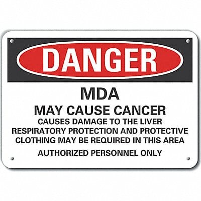 Plastic Mda Danger Sign 10x14in Plastic