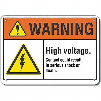 High Voltage Warn Sign 10x14in Plastic