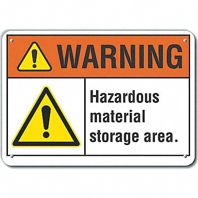Hzrdous Mtrl Warn Sign 10x14in Plastic