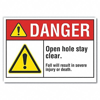 Open Hole Danger Rflct Label 3.5x5in