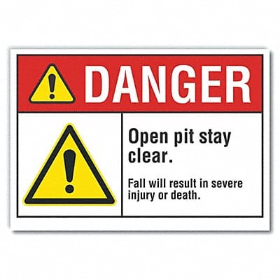Open Pit Danger Rflctv Label 10inx14in