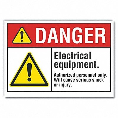 Elec Equipment Danger RflctvLbl 3.5x5in