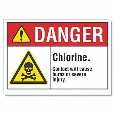 Chlorine Danger Label 3.5x5in Polyester