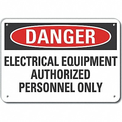 Elec Equipment Danger Sign 10x14in Plstc