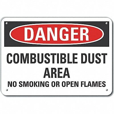 Combust Dust Danger Sign 10x14in Plastic