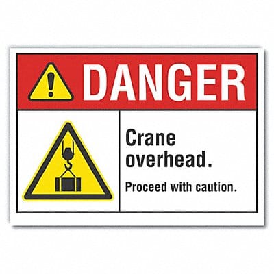 Crane  Hoists Danger Labl 5x7in Polyest