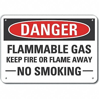 Flammable Gas Danger Sign 10x14in Plstc
