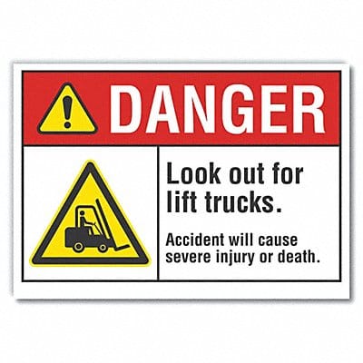 Lift Truck Traffic Danger Lbl 3.5x5in