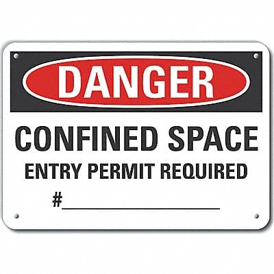 Confined Space Danger Sign 10x14in Plstc
