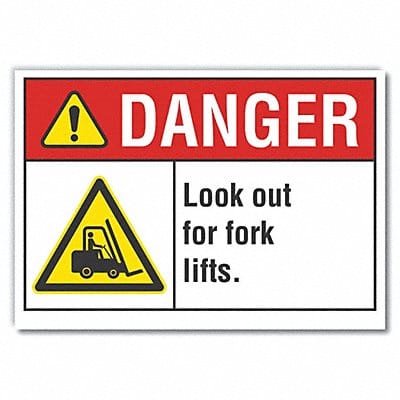 Lift Trck Trfc Danger Rflct Lbl 10x14in