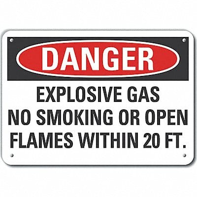 No Smoking Danger Sign 7x10in Plastic