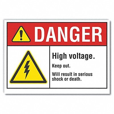 High Voltage Danger Rflct Lbl 7inx10in
