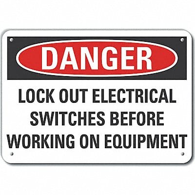 Lockout Tagout Danger Sign 7x10in Plastc