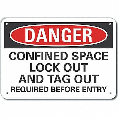 Confined Space Danger Sign 7x10in Plastc