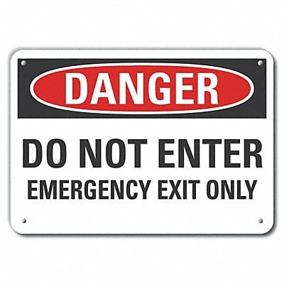 Plstic Emergency Exit Danger Sign 7x10in
