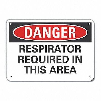 Respirator Req Danger Sign 10x14in Plstc