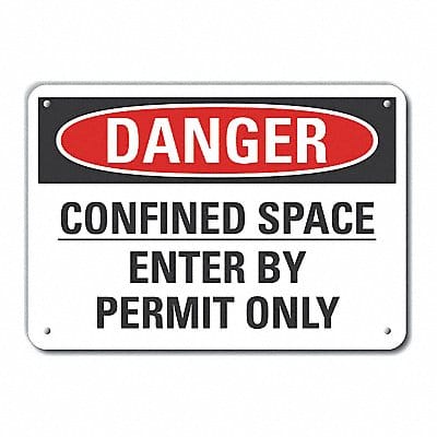 Confined Space Danger Sign 7x10in Plastc