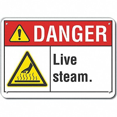 Live Steam Danger Sign 10inx14in Alum