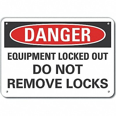 Lockout Tagout Danger Sign 7x10in Plastc