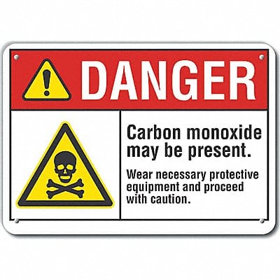 Rflct Carbon Monoxide Dangr Sign 10x14in