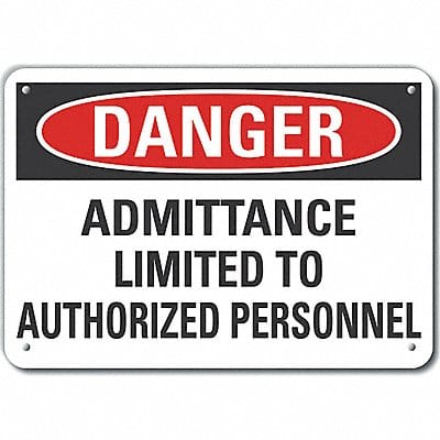 Auth Person Danger Sign 10x14in Plastic