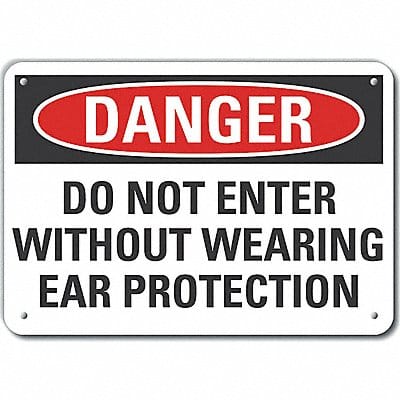 Plastic Ear Danger Sign 10x14in Plastic