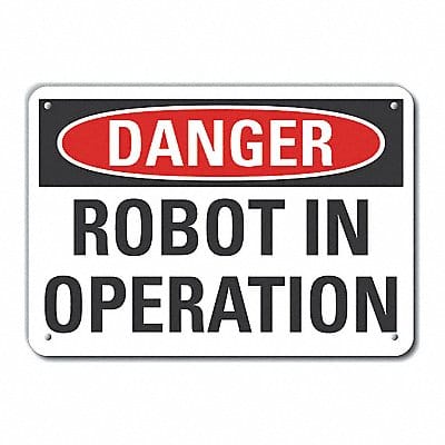 Robot Area Danger Sign 7inx10in Plastic
