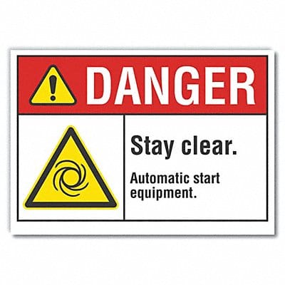Stay Clear Danger Lbl 7x10in Polyester Stay Clear Danger Lbl 7x10in Polyester
