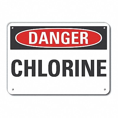 Chlorine Danger Sign 7inx10in Plastic