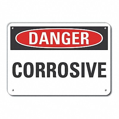 Corrosive Mtrl Danger Sign 7x10in Plstc