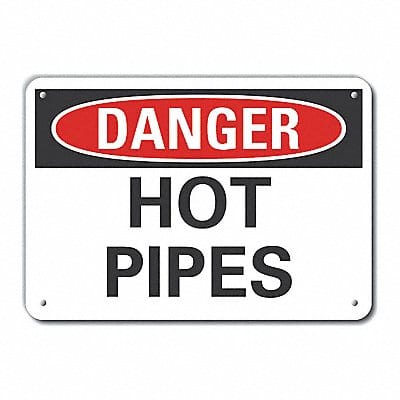 Hot Pipes Danger Sign 10x14in Plastic