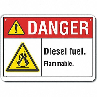 Rflct Diesel Danger Sign 10x14in Alum