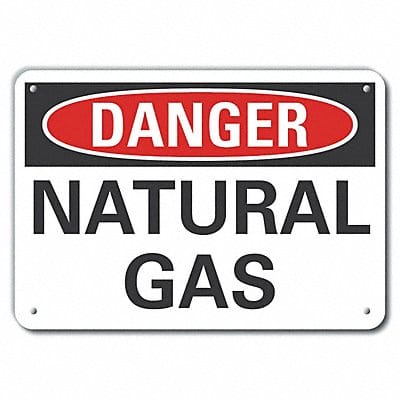 Natural Gas Danger Sign 10x14in Plastic