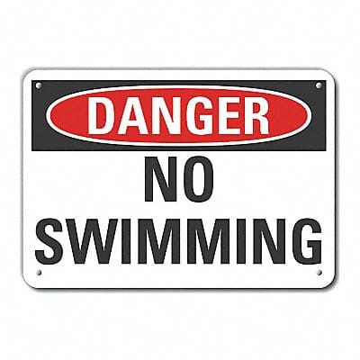 No Swimming Danger Sign 7x10in Plastic