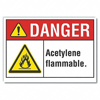 Acetylene Label 5 in x 7 in Polyester