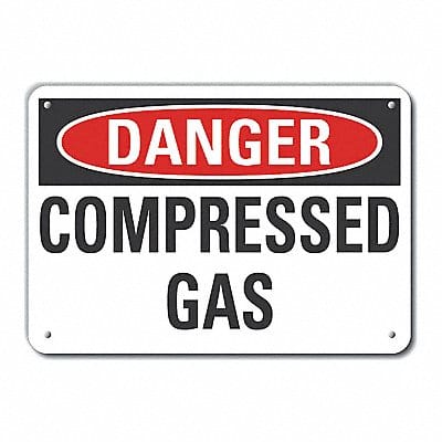 Compressed Gas Danger Sign 7x10in Plastc