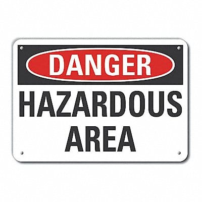 Hazard Area Danger Sign 10x14in Plastic