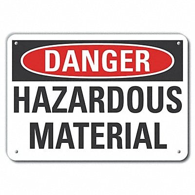 Hzrdous Mtrl Danger Sign 10x14in Plastic
