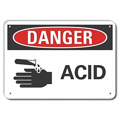 Plastic Acid Danger Sign 7x10in Plastic