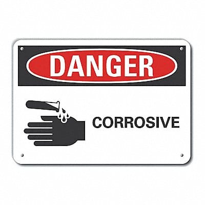 Corrosive Mtrl Danger Sign 10x14in