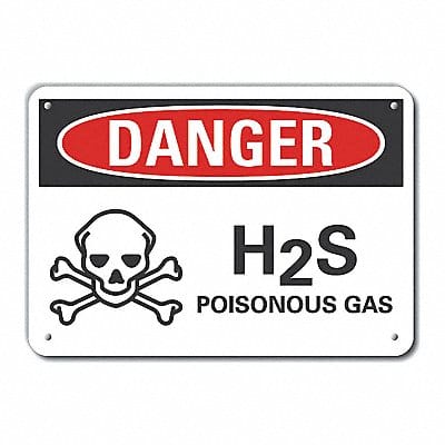 H(2)S Poisonous Gas Danger Sign 10x14in