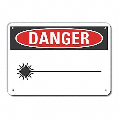 Laser Area Danger Sign 7inx10in Plastic