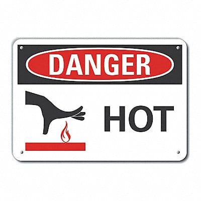 Plastic Hot Danger Sign 7inx10in Plastic