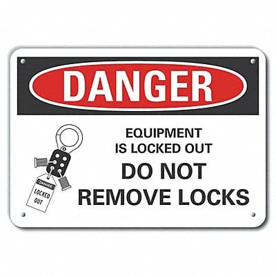 Lockout Tagout Danger Sign 7x10in Plstc