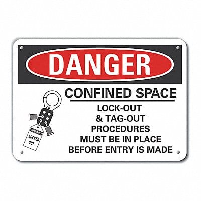 Confined Space Danger Sign 10x14in
