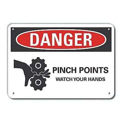 Pinch Point Danger Sign 10x14in Plastic