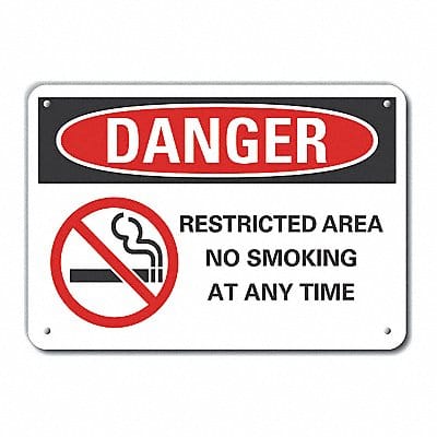 No Smoking Danger Sign 10x14in Plastic